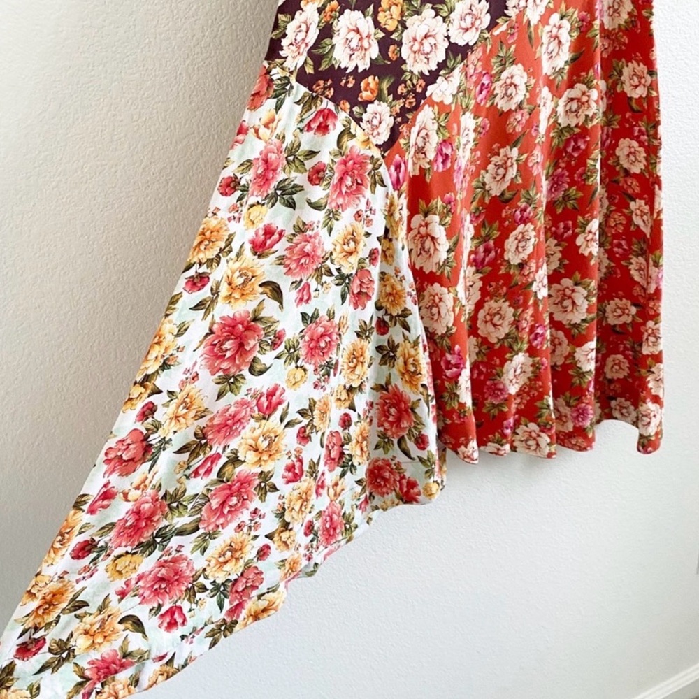 Anthropologie Farm Rio Patchwork Floral Flowy Boho Midi Skirt - Picture 2 of 5